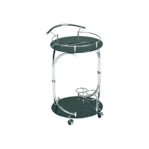 ESCULENT servírovací stolek, černé sklo/chrom