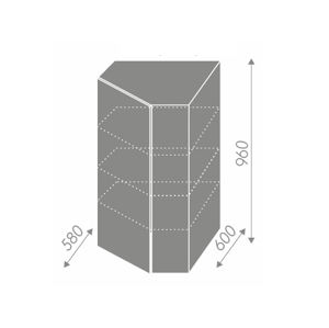 TITANIUM, skříňka horní rohová W4/10 60, korpus: bílý, barva: fino černé