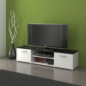 Televizní stolek ZU01, černá/bílá