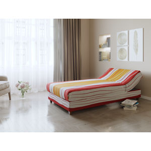 Krémovo-oranžovo-červená čalouněná postel NEJBY 90x198 cm
