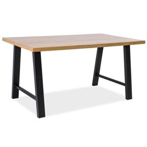 Jídelní stůl ABRAMO, dub masiv/černý kov 90x150
