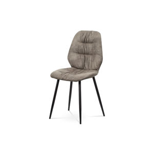 Jídelní židle - hnědá látka v dekoru broušené kůže, kovová podnož, černý matný lak AC-1127 BR3