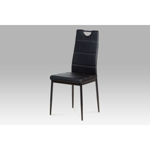 Jídelní židle, koženka černá / černý lak AC-1220 BK