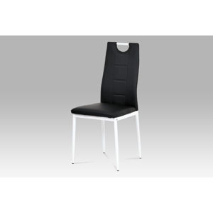 Jídelní židle koženka černá / bílý lak AC-1230 BK