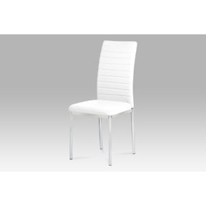 Jídelní židle, koženka bílá / chrom AC-1285 WT