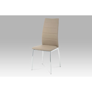 Jídelní židle, chrom/koženka cappuccino, AC-1295 CAP