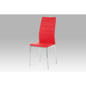 Jídelní židle, chrom/koženka červená, AC-1295 RED