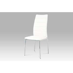 Jídelní židle, chrom/koženka bílá, AC-1295 WT