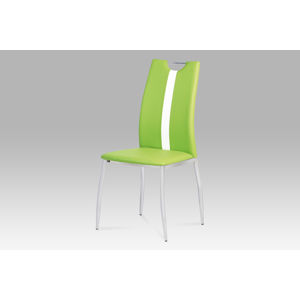 Jídelní židle, koženka zelená / chrom, AC-1296 LIM