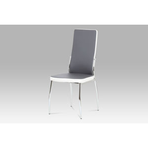 Jídelní židle AC-1693 GREY, koženka šedá/bílá