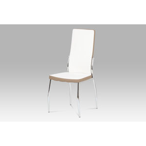 Jídelní židle AC-1693 WT, koženka bílá/cappucino