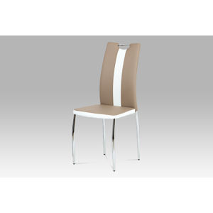 Jídelní židle AC-2202 CAP, koženka cappuccino+bílá/chrom