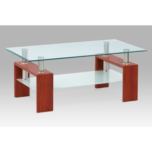 Konferenční stůl kov AF-1024 třešeň/sklo