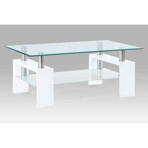 Konferenční stolek AF-1024, bílá/sklo