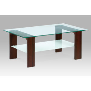 Konferenční stolek 110x65x45, čiré sklo / ořech, AF-2037 WAL