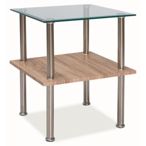 Konferenční stolek OKINO, sklo/dub sonoma/chrom