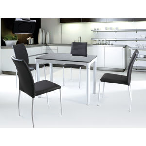 Jídelní stůl ARGUS, bílý/černý, kov/sklo