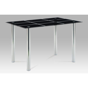 Jídelní stůl 120x80, černé sklo / chrom, AT-1888 BK