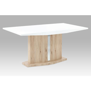 Jídelní stůl 160x90, vysoký lesk bílý / san remo, AT-2013 WT