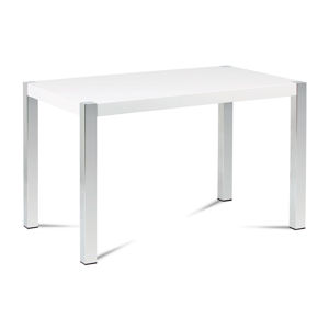 Jídelní stůl 120x75 cm, vysoký lesk bílý / chrom AT-2066 WT