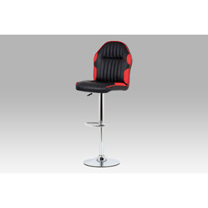 Barová židle AUB-610 RED, černá+červená koženka/chrom
