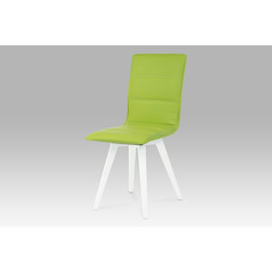 Jídelní židle, koženka limetková / vysoký lesk bílý, B829 LIM1