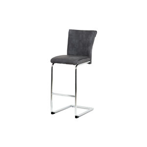 Barová židle BAC-192 GREY, šedá koženka/chrom
