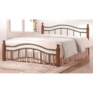 CALABRIA, postel 160x200 s roštem, třešeň antická, kov/masiv