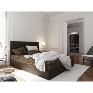 Čalouněná postel CESMIN 160x200 cm, hnědá se vzorem/hnědá