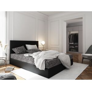 Čalouněná postel CESMIN 160x200 cm, šedá se vzorem/černá
