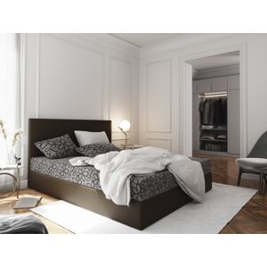 Čalouněná postel CESMIN 160x200 cm, šedá se vzorem/hnědá
