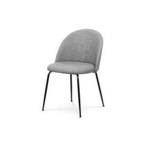 Jídelní židle - stříbrná látka, kovová podnož, černý matný lak CT-017 SIL2