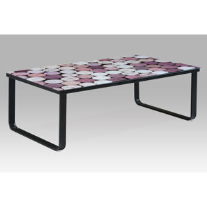 Konferenční stolek 105x55x32, sklo s potiskem \"korek\"/černá, CT-1010 CORK