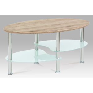 Konferenční stolek 90x55x42, san remo / bílé sklo / leštěný nerez, CT-1180 SRE