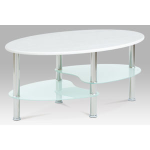 Konferenční stolek CT-1180 WT, 3D folie vysoký lesk/mléčné sklo/leštěný nerez