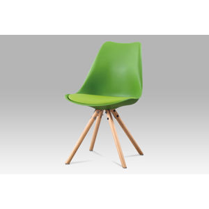 Jídelní židle CT-233 GRN, zelený plast+ekokůže/buk masiv