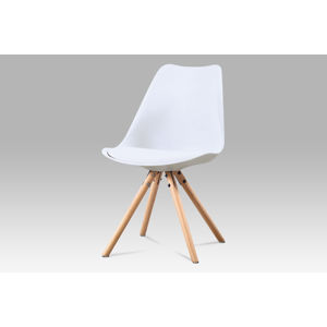 Jídelní židle CT-233 WT, bílý plast+ekokůže/buk masiv