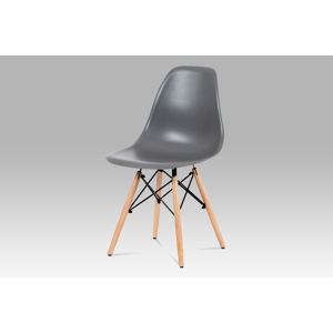 Jídelní židle CT-758 GREY, plast šedý / masiv buk / kov černý