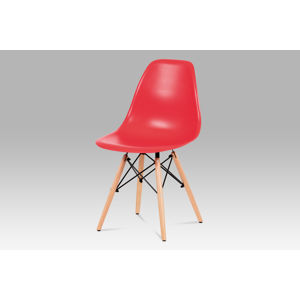 Jídelní židle CT-758 RED, plast červený / masiv buk / kov černý
