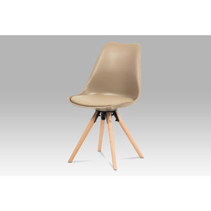 Jídelní židle CT-805 CAP, cappuccino plast+ekokůže/buk masiv
