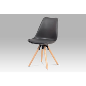 Jídelní židle CT-805 GREY, šedý plast+ekokůže/buk masiv