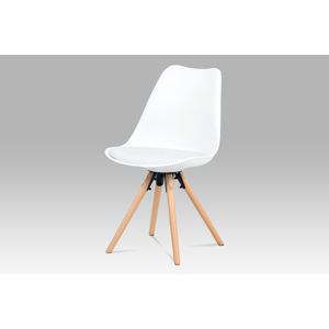 Jídelní židle CT-805 WT, bílý plast+ekokůže/buk masiv