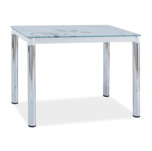 Jídelní stůl NEFON 2 100x60 cm, sklo/bílá-chrom