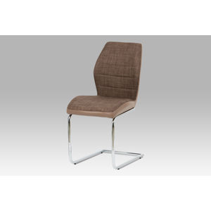 Jídelní židle DCH-511 BR2, hnědá látka + cappuccino koženka / chrom