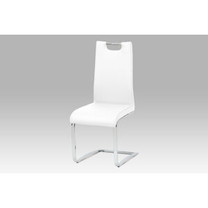 Jídelní židle DCH-563 WT, bílá koženka / chrom