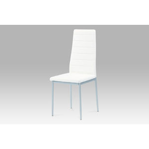 Jídelní židle TYSON, koženka bílá / šedý lak