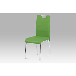 Jídelní židle DCL-401 GRN, zelená koženka/chrom