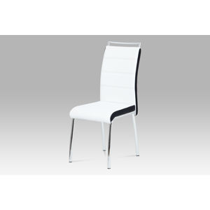 Jídelní židle DCL-403 WT, koženka bílá/černý bok