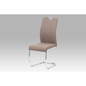 Jídelní židle DCL-405 CAP2, cappuccino látka/ekokůže/chrom