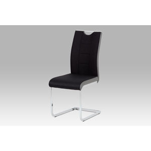 Jídelní židle chrom / černá látka + šedá koženka DCL-410 BK2